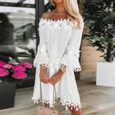 Holiday Sundress Off Shoulder V Neck Short Sleeve Beach Boho Dress Mssaz Desses