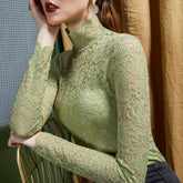 Lace Long Sleeve Transparent Blouse Mssza