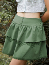 Lace Trim Tiered Solid Romantic Mini Skirt Mssza