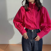 Long Sleeve Tunic Slit Hem Stylish Shirt Mssza