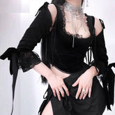 Long-Sleeved Punk Style Patchwork Tank Tops Mssza