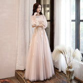 Long Sleeves Elegant O-neck Prom Dresses Mssaz Desses