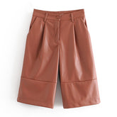 Loose Straight Pleated Half Pants Mssza
