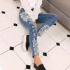 Luxury Beaded Embroidered Flares Diamond Skinny Denim Jeans Mssza