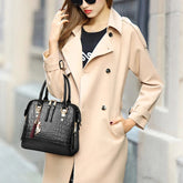 Luxury Crocodile Pattern PU Leather Tassel Brands Design Handle Shoulder Bag Mssza
