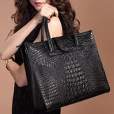 Luxury Crocodile Pattern Zipper Leather OL Handbags Mssza