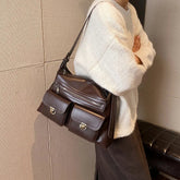 Luxury Designer Multi Pocket Daily Vintage Style Solid Color Shoulder Handbags Mssza