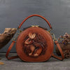 Luxury Designer Rabbit Retro Round Genuine Leather Embossed Shoulder Messenger Handbags Mssza