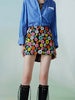 Luxury Floral Sequins Embroidery High Waist Mini Skirt Mssza