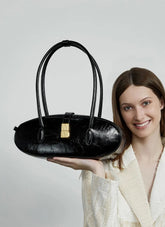 Luxury Genuine Leather Designer High Quality Cowhide Baguette Shoulder Bag Mssza