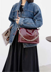 Luxury Genuine Leather Wrinkled Cowhide Designer Crossbody Shoulder Bag Mssza