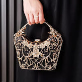 Luxury Hollow Out Metal Evening Shiny Party Banquet Chain Shoulder Clutch Mssza