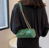 Luxury Small Chain Barrel Shaped PU Leather Bags Mssza