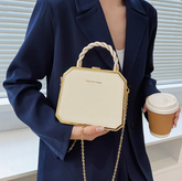 Luxury Small Square Simple Pure Color Box Car Stitching Craft PU Mate Shoulder Crossbody Bag Mssza