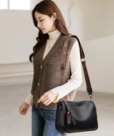 Luxury Soft Cowhide High Quality Genuine Leather Shoulder Crossbody Tote Bag Mssza