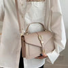 Luxury Solid Color Square with Top Handle and Flap Minimalist Crossbody Bag Mssza