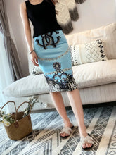 Luxury Vintage Printed Pencil Long Skirt Office Skirts High Waist Slim Bodycon Midi Casual Mssza
