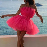 Mesh sheer layered design mini party dress Mssaz Desses