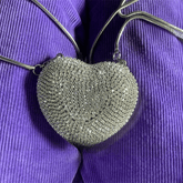 Mini Bling Crossbody Bags Rhinestone Luxury Diamond Chain Single Shoulder Bags Heart Shape 8.5×7.1cm Mssza
