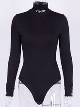 Mock Neck Long Sleeve One Piece Bodysuit Mssza