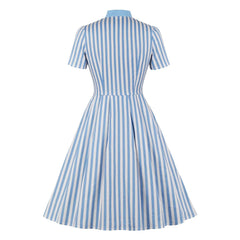 New Bowknot Skater Embroidery Stitching Retro Autumn Short Sleeve Casual Dress Mssaz Desses