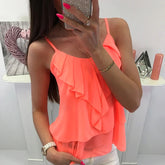 O Neck Ruffle Strap Casual Blouse Mssza