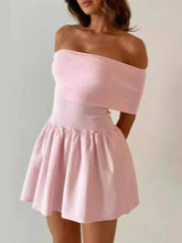 Off Shoulder Knit Strapless Pink Draped Wedding Party Mini Dress Mssaz Desses