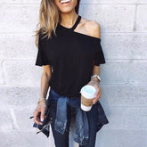 Off Shoulder Short Sleeve Casual Street Wear Blouse Mssza