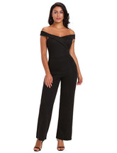 Off The Shoulder Jumpsuit Women Black Wide Leg Jumpsuit Mssza