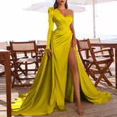 One-shoulder Long Sleeve Cocktail Dress Mssaz Desses
