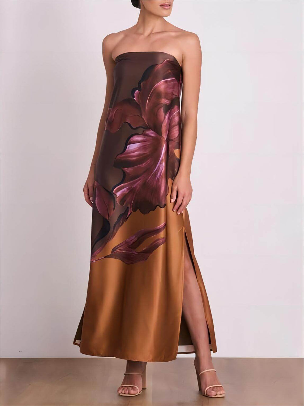 Stylish Contrasting Off-Shoulder Floral Print Maxi Dress Mssaz Desses