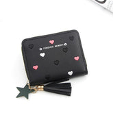 PU Leather Print Tassel Pouch Lovely Zipper Small Wallet Mssza