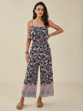 Paisley Print Adjustable Strap Open Back Chiffon Jumpsuit Mssza