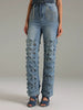 Patchwork Hollow Out Solid Slimming Spliced Tassels High Waist Jeans Mssza