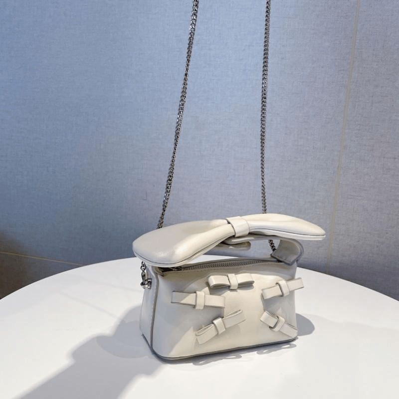 Pink Macaron Crossbody Handbags Bowknot Chain Pillow Bag Cute Box Shape Shopping Shoulder Bags Mssza