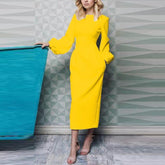 Puffl slseeve o neck mide dress Mssaz Desses