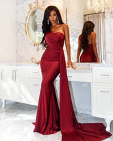 Red Prom Dresses For Off Shoulder Solid Evening Party Dresses Mssaz Desses