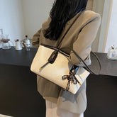 Casual Solid Retro Trend PU Leather Versatile Crossbody Shoulder Tote Bags Mssza