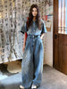Retro Vintage Denim Loose Slimming Casual Wide Leg Jumpsuit Mssza
