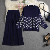 Round Neck Loose Sweater And Wide-leg Pants Mssza