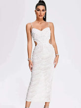 V Neck White Pearl Beading Maxi Dress Mssaz Desses