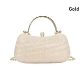 Elegant Rhinestones Beaded Chain Egg Shape Clutch Mssza