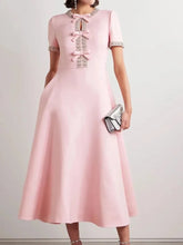 Diamond Edge Bowknot Short Sleeve Midi Dress Mssaz Desses