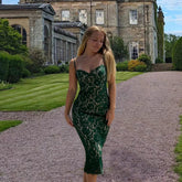 Spaghetti Strap Midi Green Dress Mssaz Desses
