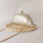 White Marble Acrylic Crystal Formal Stones Clutch Purse Mssza