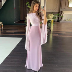 Patchwork Draped Long Sleeve Maxi Dress Mssaz Desses