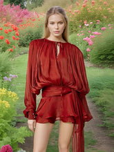 Elegant V-Neck Lace-Up Style Mini Dress Mssaz Desses