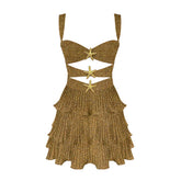 Cover Up Skirt Geometry Printed Two-Piece Beach Dress Mssaz Desses