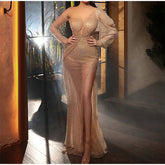 Gold Stamping Night Party Long Sleeve Dress Mssaz Desses