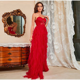 Lace Mesh Off Shoulder High Waist Evening Dress Mssaz Desses